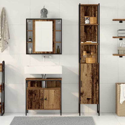 vidaXL Badezimmermöbel-Set mit Regal 3 pcs Altholz Holzwerkstoff