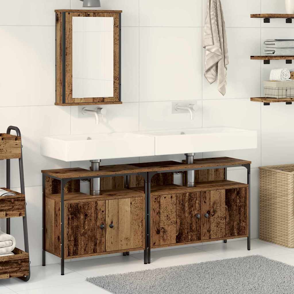 vidaXL Badezimmer Waschbeckenmöbel mit Regal 3 pcs Braun Holzwerkstoff