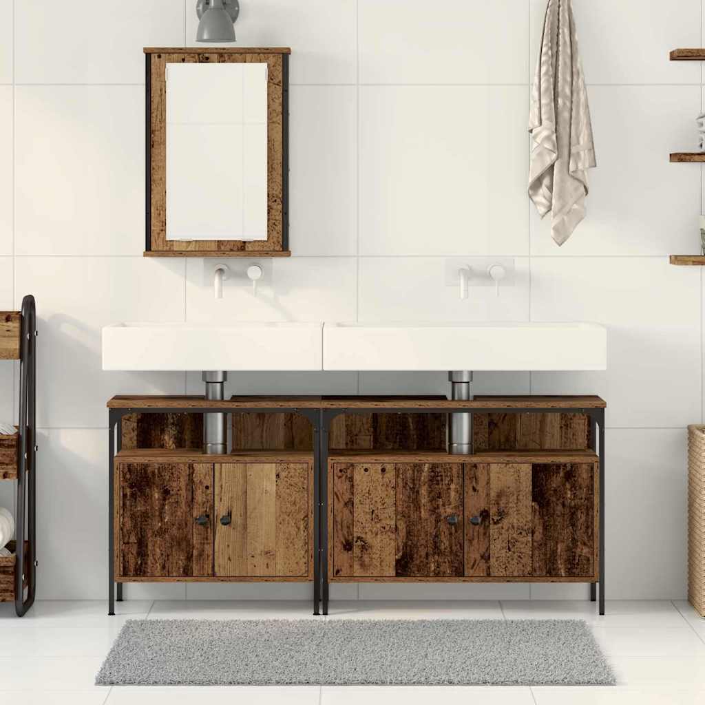 vidaXL Badezimmer Waschbeckenmöbel mit Regal 3 pcs Braun Holzwerkstoff