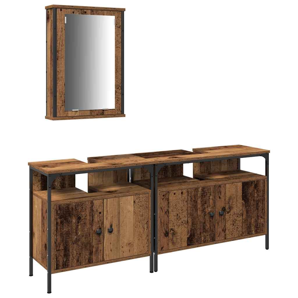 vidaXL Badezimmer Waschbeckenmöbel mit Regal 3 pcs Braun Holzwerkstoff