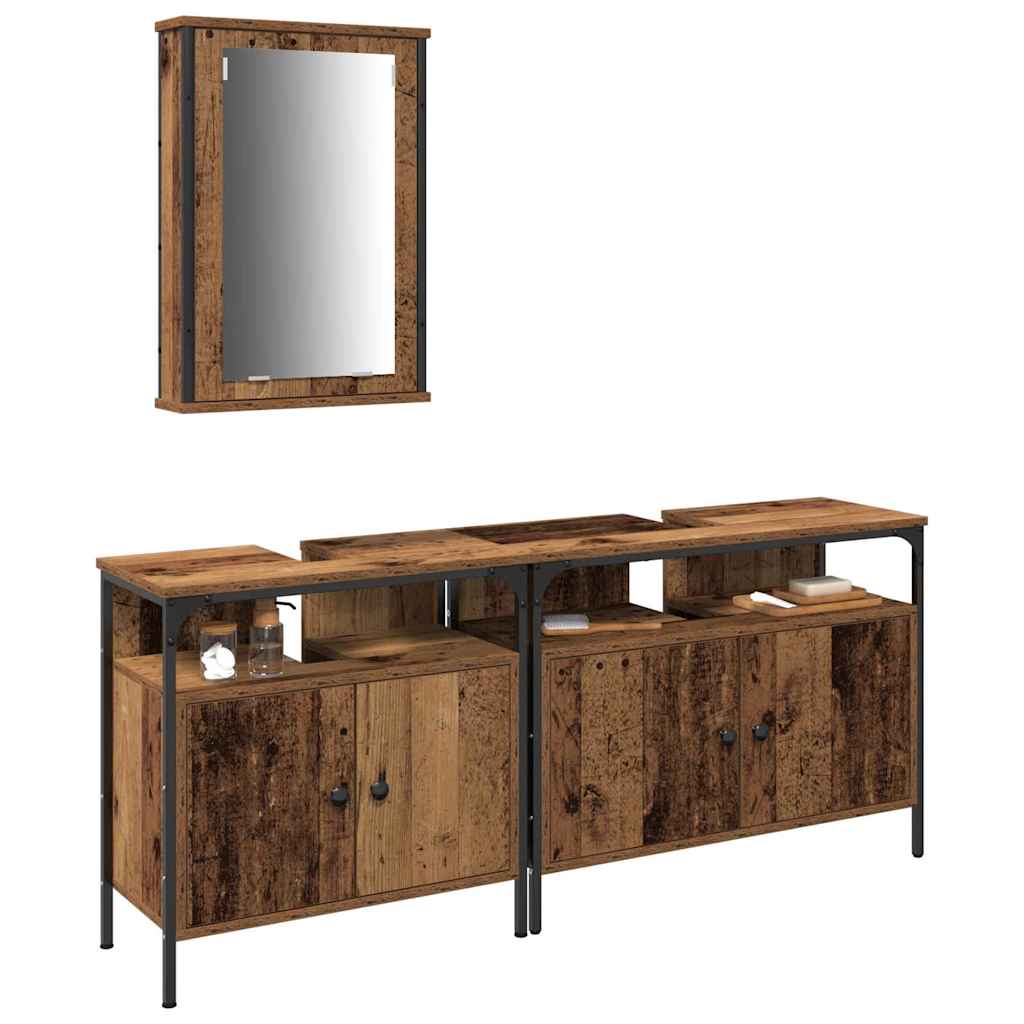 vidaXL Badezimmer Waschbeckenmöbel mit Regal 3 pcs Braun Holzwerkstoff