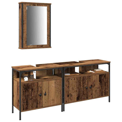 vidaXL Badezimmer Waschbeckenmöbel mit Regal 3 pcs Braun Holzwerkstoff