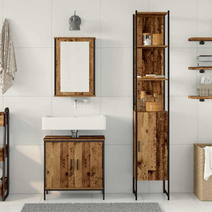 vidaXL Badezimmermöbel Set mit Regal mit Tür 3 pcs Braun Holzwerkstoff