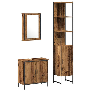 vidaXL Badezimmermöbel Set mit Regal mit Tür 3 pcs Braun Holzwerkstoff