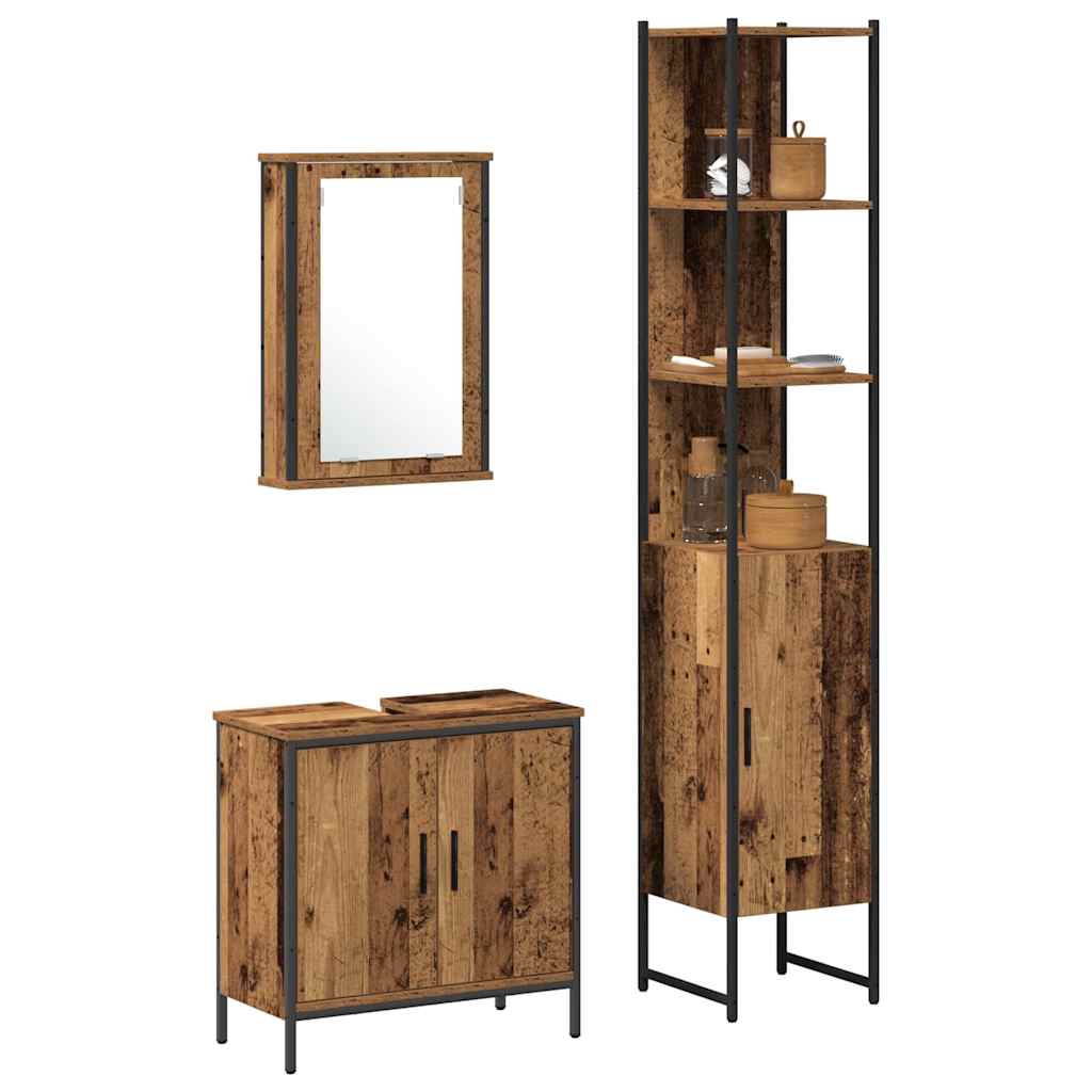 vidaXL Badezimmermöbel Set mit Regal mit Tür 3 pcs Braun Holzwerkstoff