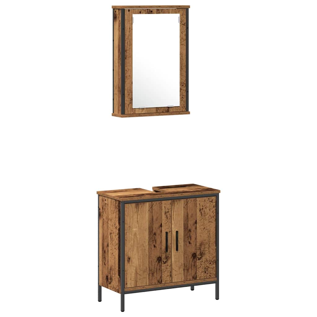 vidaXL Badezimmermöbel Set mit Speicher 3 pcs Braun 33 x 33 x 120.5 cm
