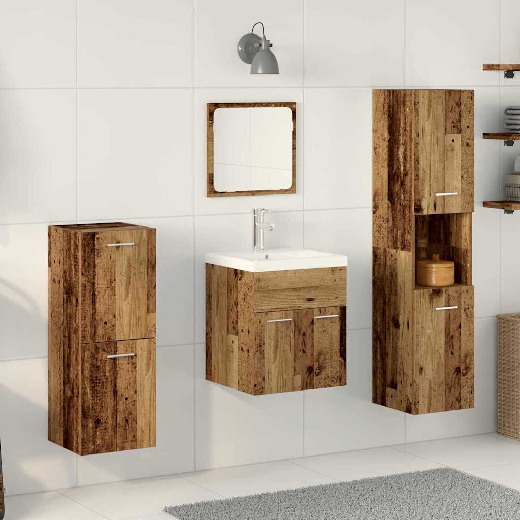 Badezimmermöbel-Set Wandmontiert 4 pcs Altholz Holzwerkstoff