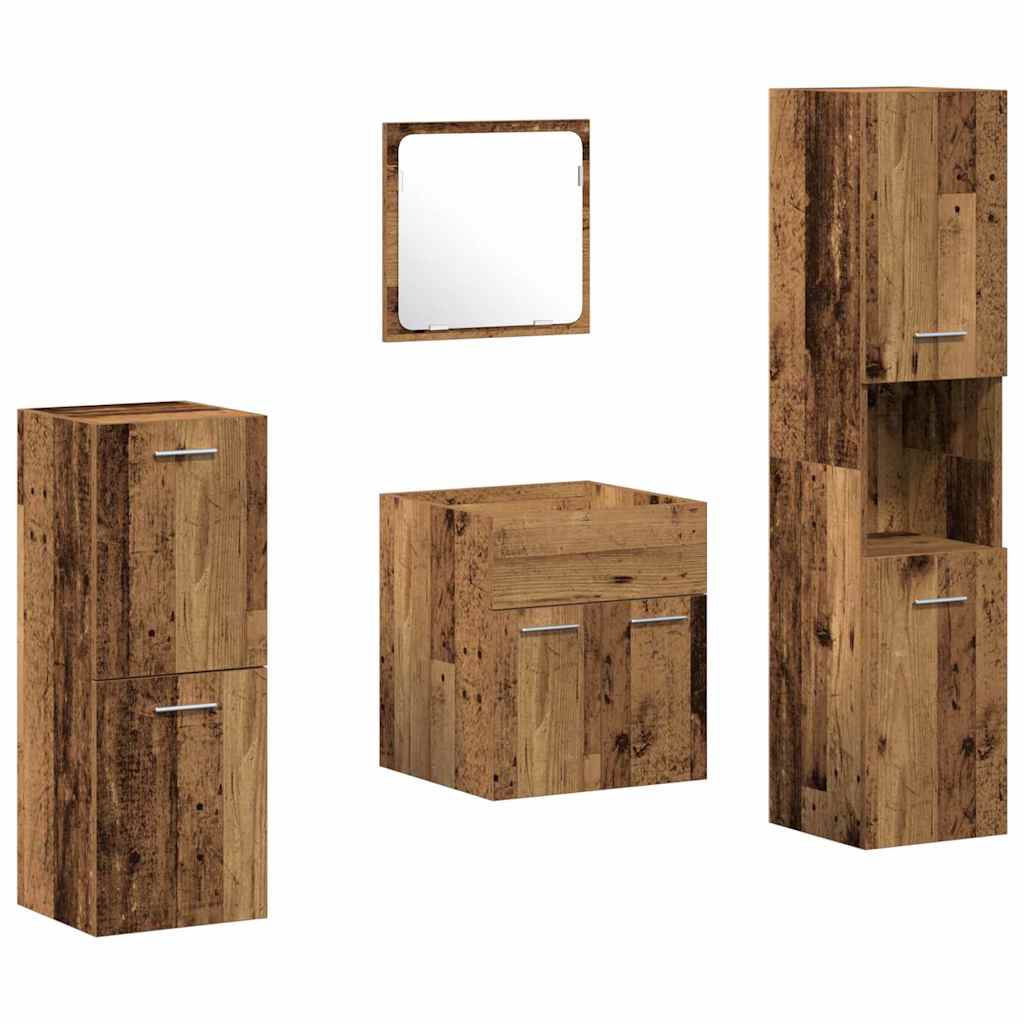 Badezimmermöbel-Set Wandmontiert 4 pcs Altholz Holzwerkstoff