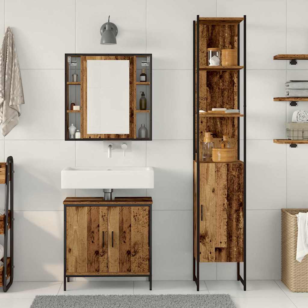 vidaXL Badezimmer Waschbeckenmöbel mit Regal 3 pcs Braun Holzwerkstoff