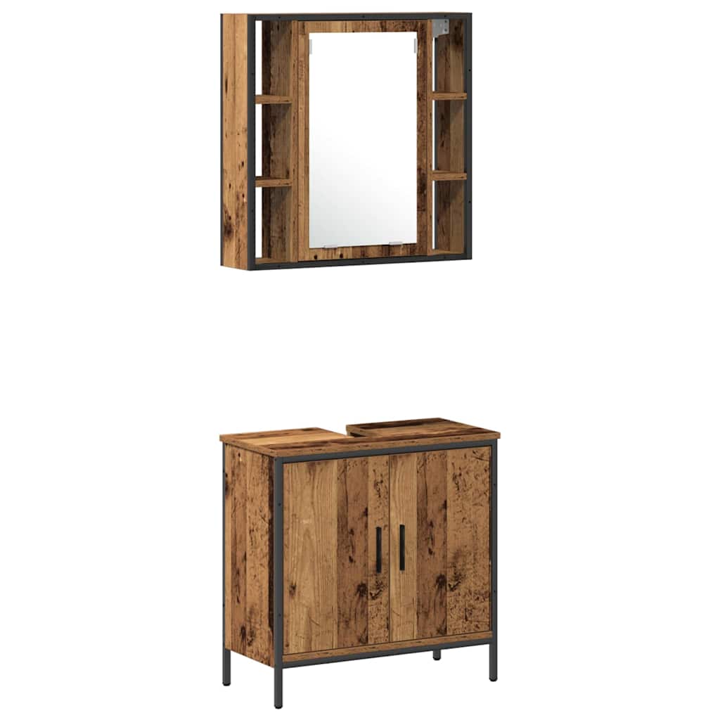 vidaXL Badezimmer Waschbeckenmöbel mit Regal 3 pcs Braun Holzwerkstoff
