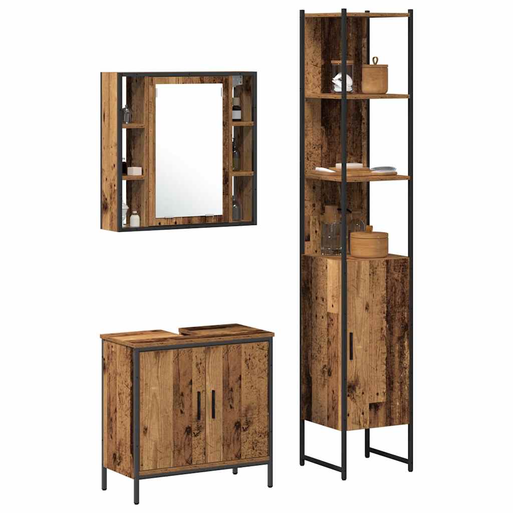 vidaXL Badezimmer Waschbeckenmöbel mit Regal 3 pcs Braun Holzwerkstoff
