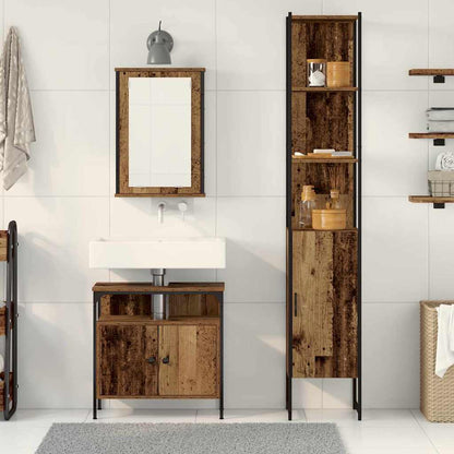 vidaXL Badezimmermöbel Set mit Regal 3 pcs Altholz Holzwerkstoff