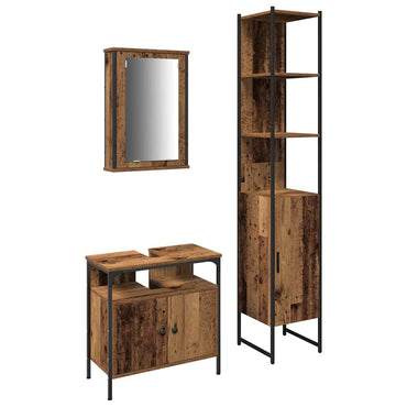vidaXL Badezimmermöbel Set mit Regal 3 pcs Altholz Holzwerkstoff
