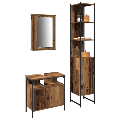 vidaXL Badezimmermöbel Set mit Regal 3 pcs Altholz Holzwerkstoff
