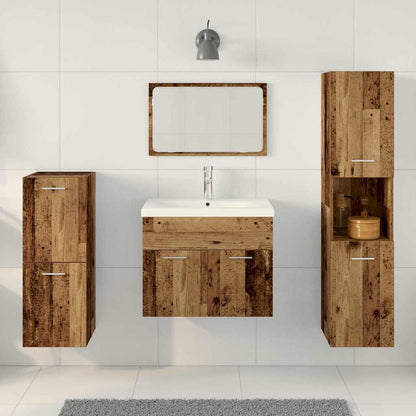 vidaXL Badezimmermöbel-Set Wandmontiert 4 pcs Altholz Holzwerkstoff