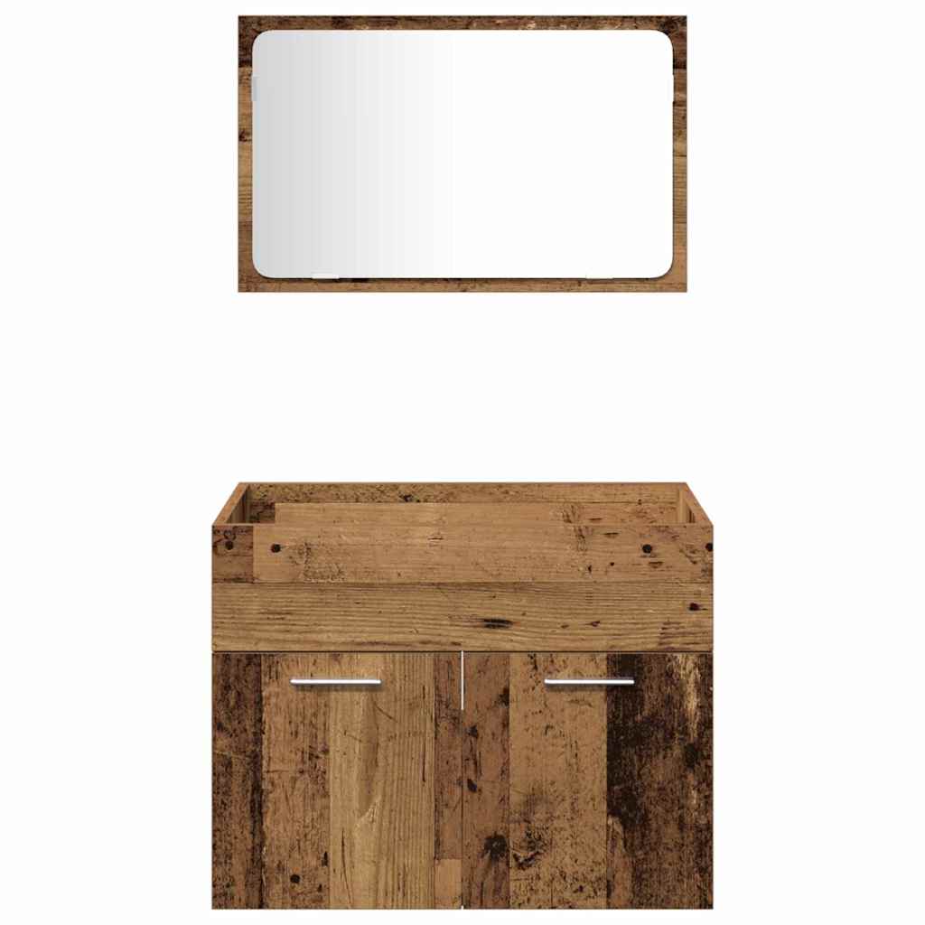 vidaXL Badezimmermöbel-Set Wandmontiert 4 pcs Altholz Holzwerkstoff