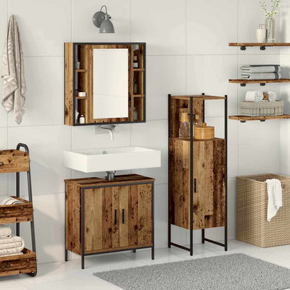 vidaXL Ensemble de meubles de salle de bain avec étagère avec porte 3 pcs Marron Bois d'ingénierie