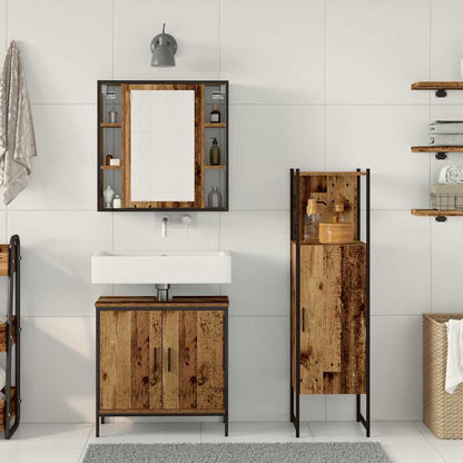 vidaXL Ensemble de meubles de salle de bain avec étagère avec porte 3 pcs Marron Bois d'ingénierie