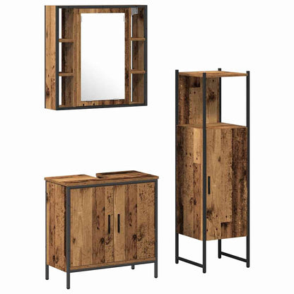 vidaXL Ensemble de meubles de salle de bain avec étagère avec porte 3 pcs Marron Bois d'ingénierie