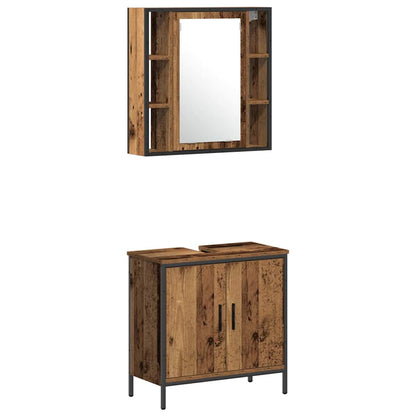 vidaXL Ensemble de meubles de salle de bain avec étagère avec porte 3 pcs Marron Bois d'ingénierie