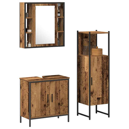 vidaXL Ensemble de meubles de salle de bain avec étagère avec porte 3 pcs Marron Bois d'ingénierie