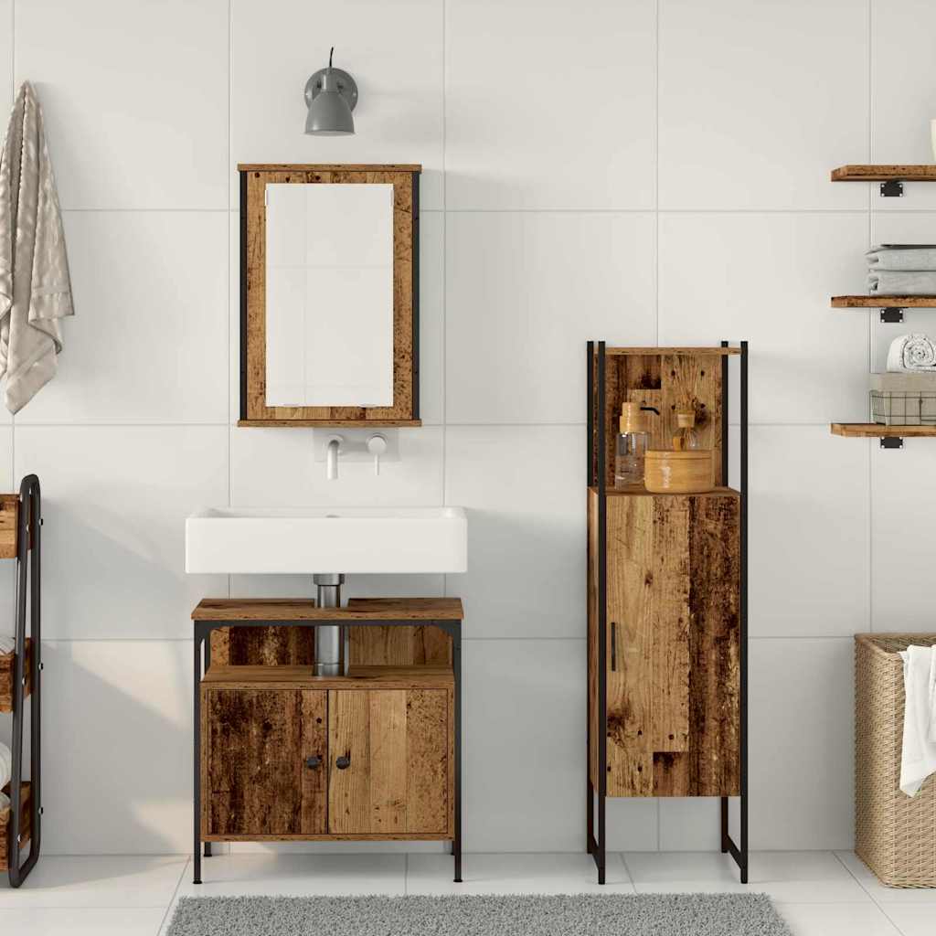 vidaXL Badezimmermöbel Set mit Speicher 3 pcs Braun 33 x 33 x 120.5 cm
