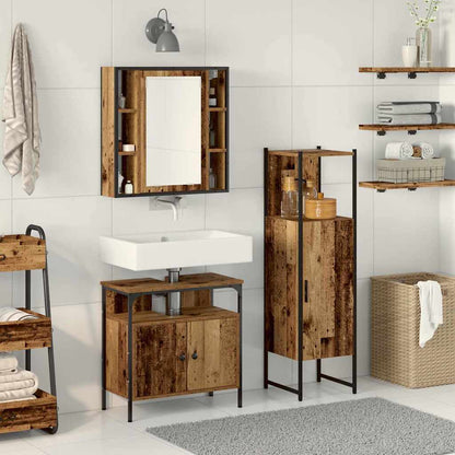 vidaXL Badezimmermöbel-Set mit Regal mit Tür 3 pcs Braun Holzwerkstoff