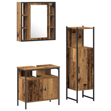 vidaXL Badezimmermöbel-Set mit Regal mit Tür 3 pcs Braun Holzwerkstoff