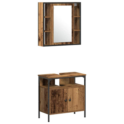 vidaXL Badezimmermöbel-Set mit Regal mit Tür 3 pcs Braun Holzwerkstoff