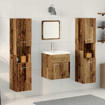 vidaXL Badezimmermöbel-Set mit Regal 4 pcs Altholz Holzwerkstoff