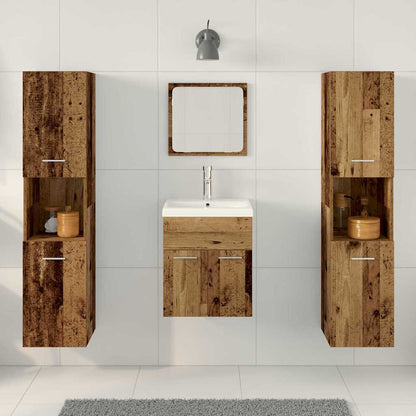 vidaXL Badezimmermöbel-Set mit Regal 4 pcs Altholz Holzwerkstoff