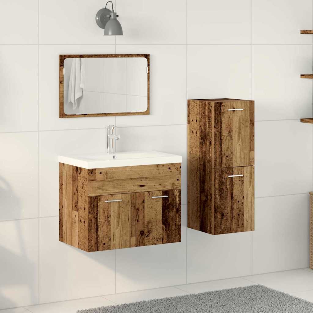 vidaXL Badezimmermöbel-Set Wandmontiert 4 pcs Braun Holzwerkstoff