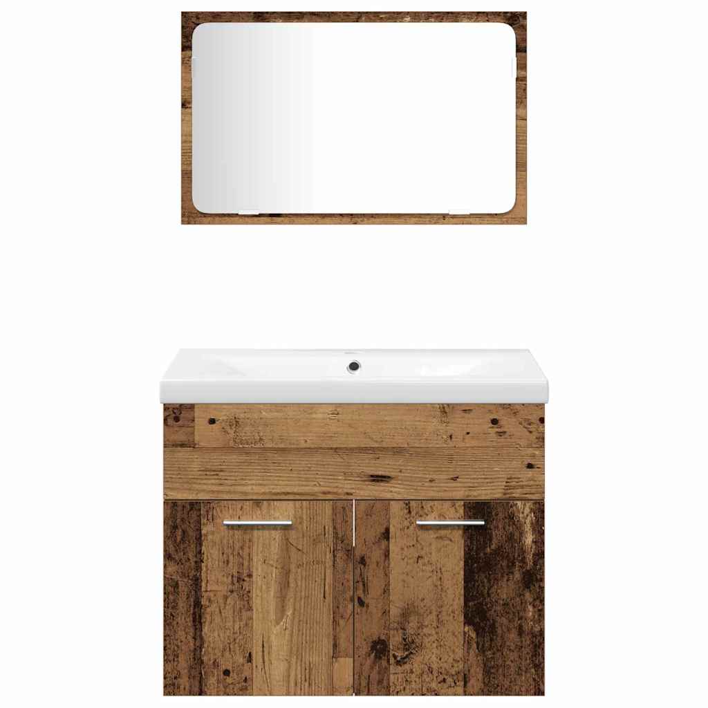 vidaXL Badezimmermöbel-Set Wandmontiert 4 pcs Braun Holzwerkstoff
