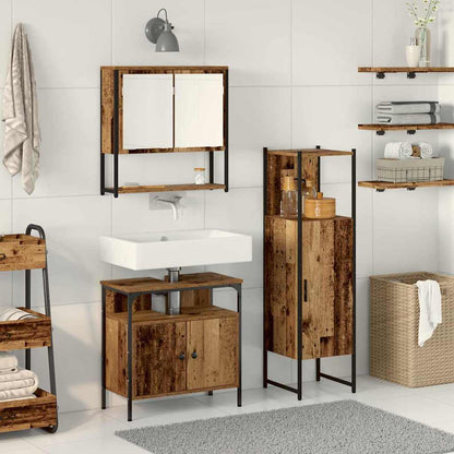 vidaXL Ensemble de meubles de salle de bain avec étagère avec porte 3 pcs Marron Bois d'ingénierie