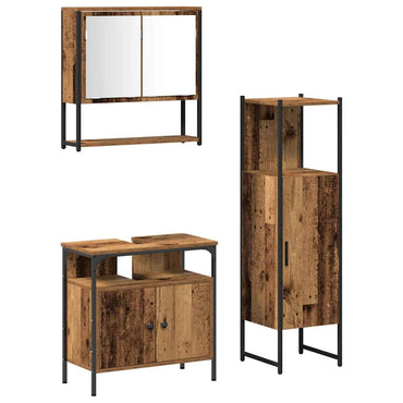 vidaXL Ensemble de meubles de salle de bain avec étagère avec porte 3 pcs Marron Bois d'ingénierie
