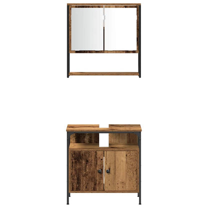 vidaXL Ensemble de meubles de salle de bain avec étagère avec porte 3 pcs Marron Bois d'ingénierie