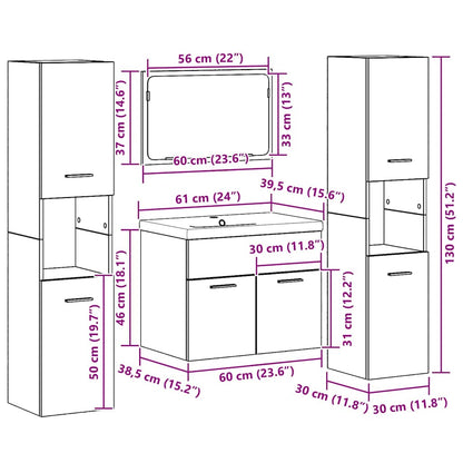vidaXL Aufbewahrungsset Wandmontiert 4 pcs Holzwerkstoff
