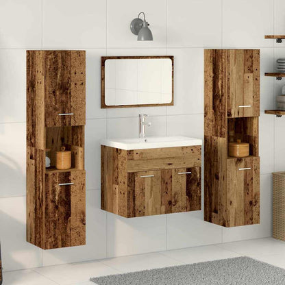 vidaXL Badezimmermöbel-Set Wandmontiert 4 pcs Altholz Holzwerkstoff