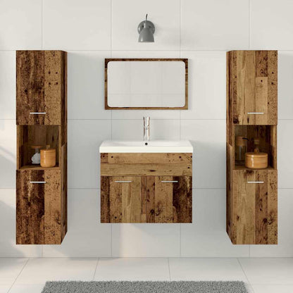 vidaXL Badezimmermöbel-Set Wandmontiert 4 pcs Altholz Holzwerkstoff