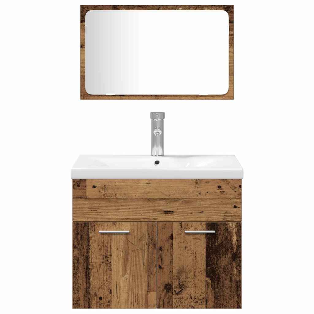 vidaXL Badezimmermöbel-Set Wandmontiert 4 pcs Altholz Holzwerkstoff