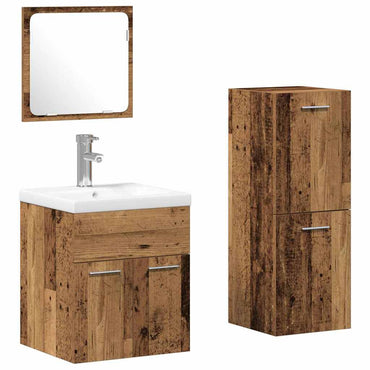 vidaXL Badezimmermöbel-Set Wandmontiert 4 pcs Altholz Holzwerkstoff