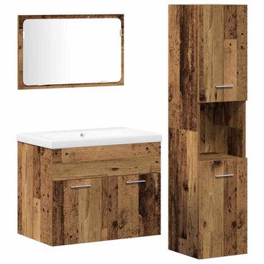 vidaXL Badezimmermöbel-Set mit Regal mit Tür 4 pcs Braun Holzwerkstoff