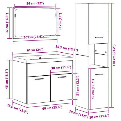 vidaXL Badezimmermöbel-Set mit Regal mit Tür 4 pcs Braun Holzwerkstoff