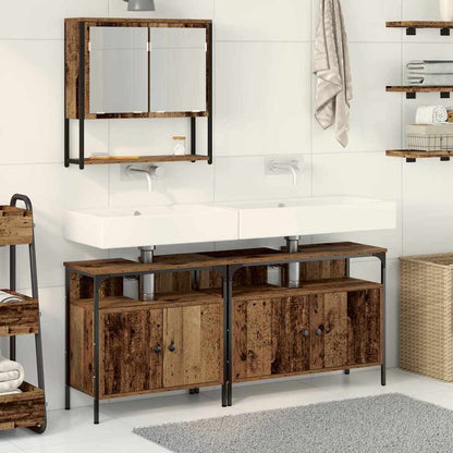 vidaXL Ensemble de meubles de salle de bain avec étagère avec porte 3 pcs Marron Bois d'ingénierie