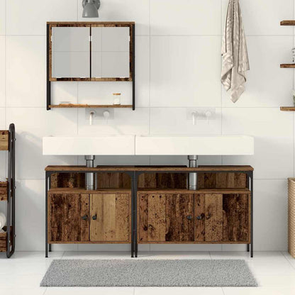 vidaXL Ensemble de meubles de salle de bain avec étagère avec porte 3 pcs Marron Bois d'ingénierie