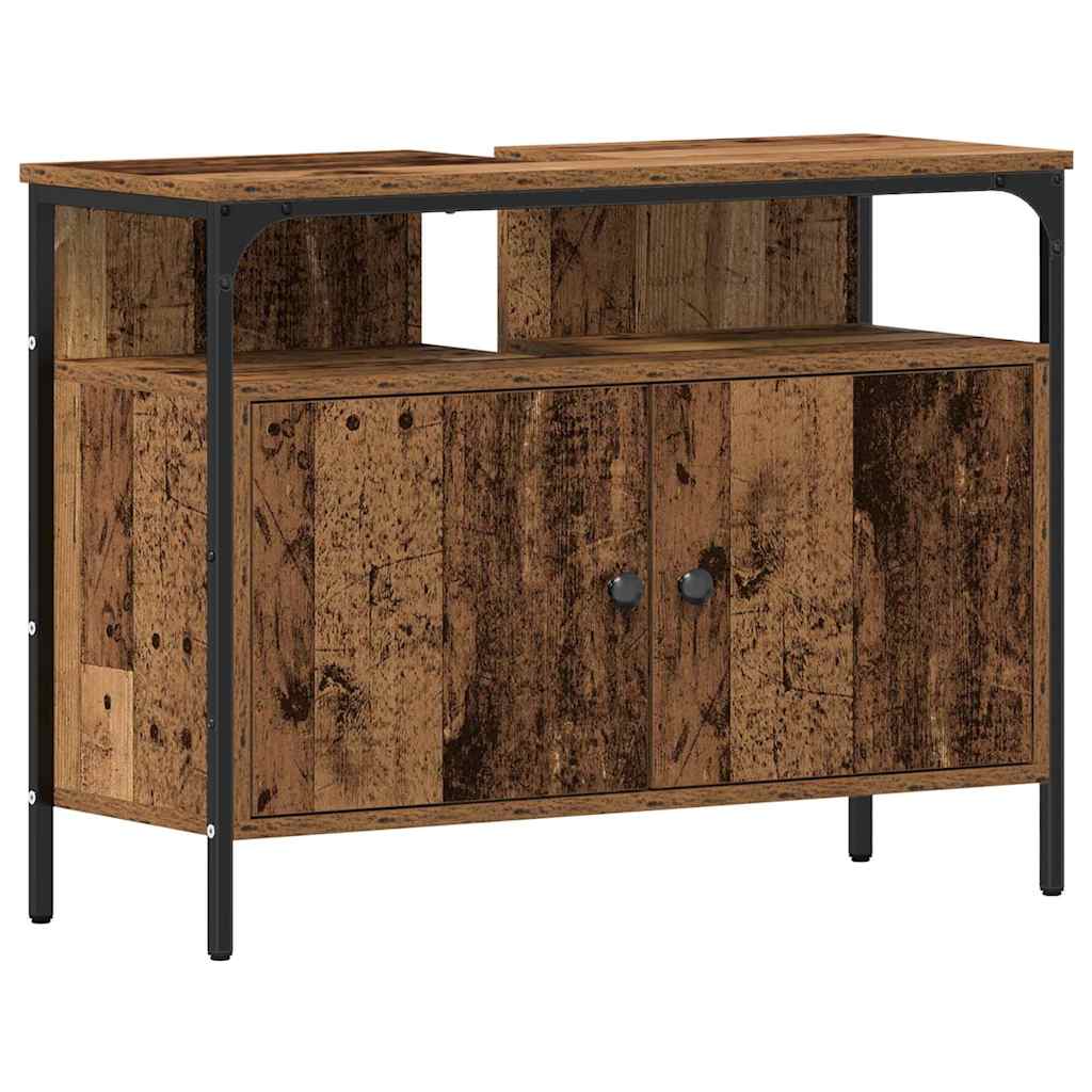 vidaXL Ensemble de meubles de salle de bain avec étagère avec porte 3 pcs Marron Bois d'ingénierie