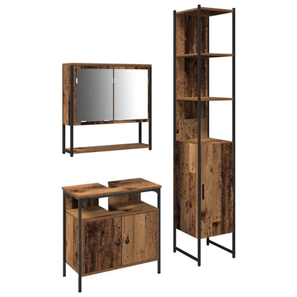 vidaXL Badezimmermöbel-Set mit Regal 3 pcs Altholz Holzwerkstoff