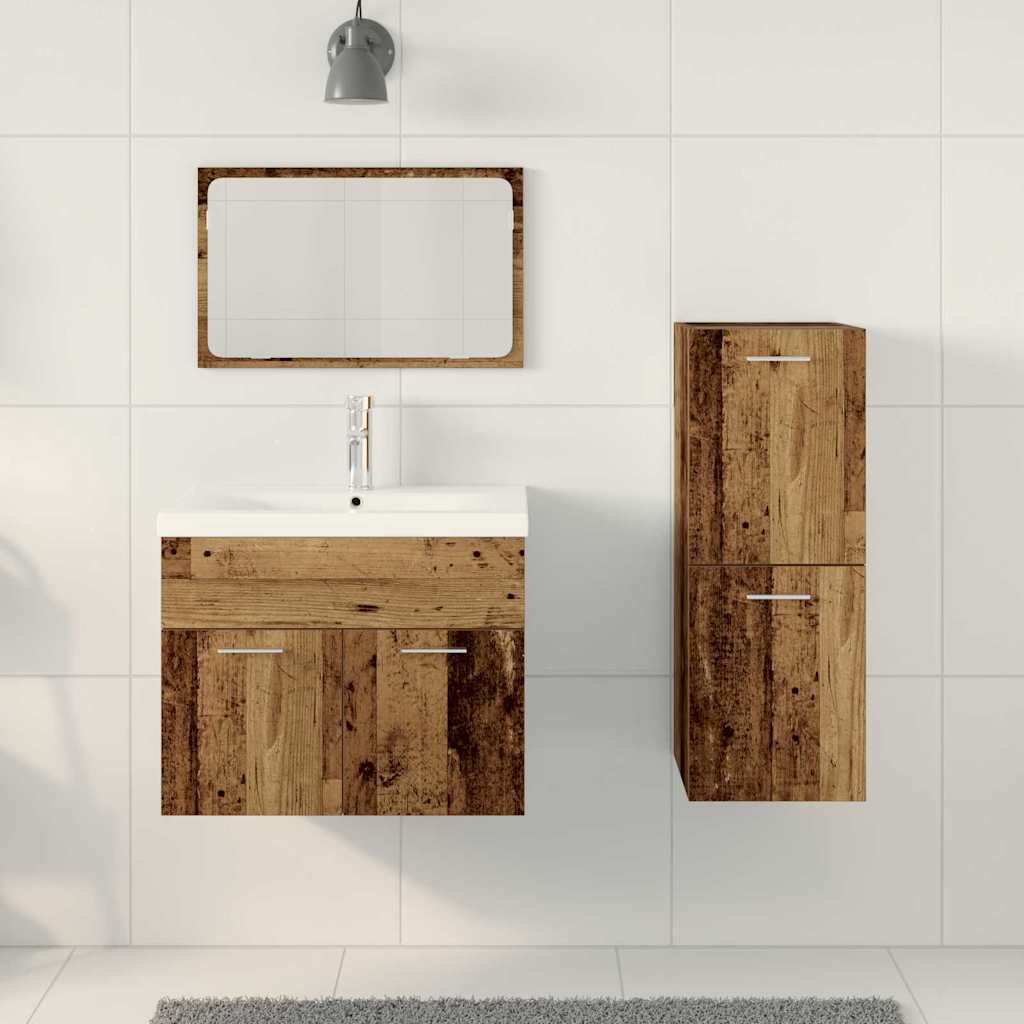 vidaXL Badezimmermöbel-Set Wandmontiert 4 pcs Braun Holzwerkstoff