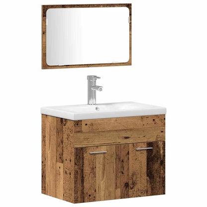 vidaXL Badezimmermöbel-Set Wandmontiert 4 pcs Braun Holzwerkstoff