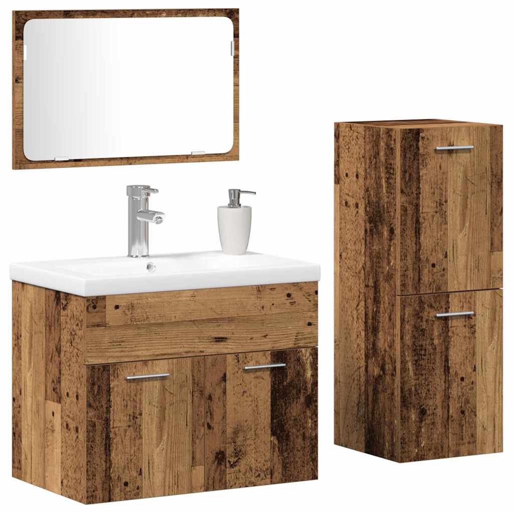 vidaXL Badezimmermöbel-Set Wandmontiert 4 pcs Braun Holzwerkstoff